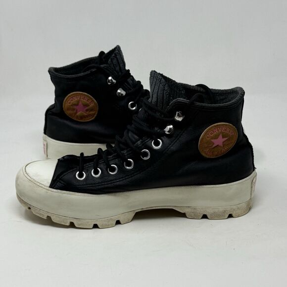 Converse All Star Chuck GoreTex Lugged Soles High Shoes Womens 9.5 Black Leather - Picture 1 of 16
